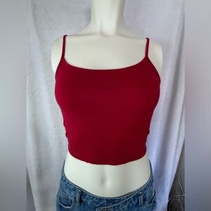 Shein Red Crop Top Cami Tank Top Sleeveless‎ Casual Basic Size M